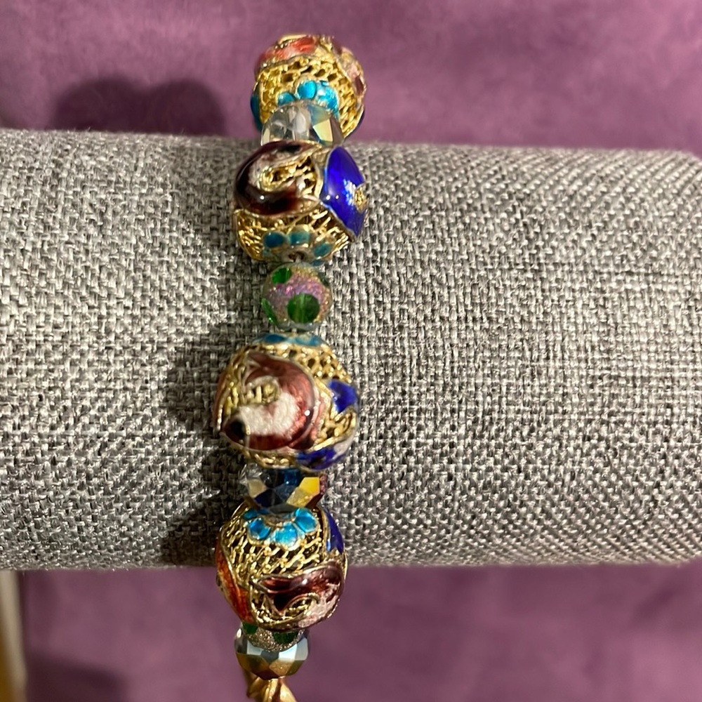 One of a kind bracelet by Jean antique cloisonné beads